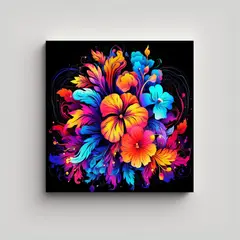 GENERICO - Moderna Tela En Bastidor Floral Con Tinta De 40x40 Cm