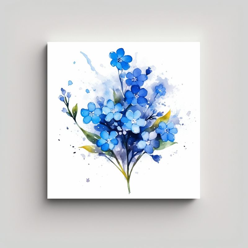GENERICO - Patrón Simétrico Y Splash De Flor Forget-Me-Not 40x40 Cm