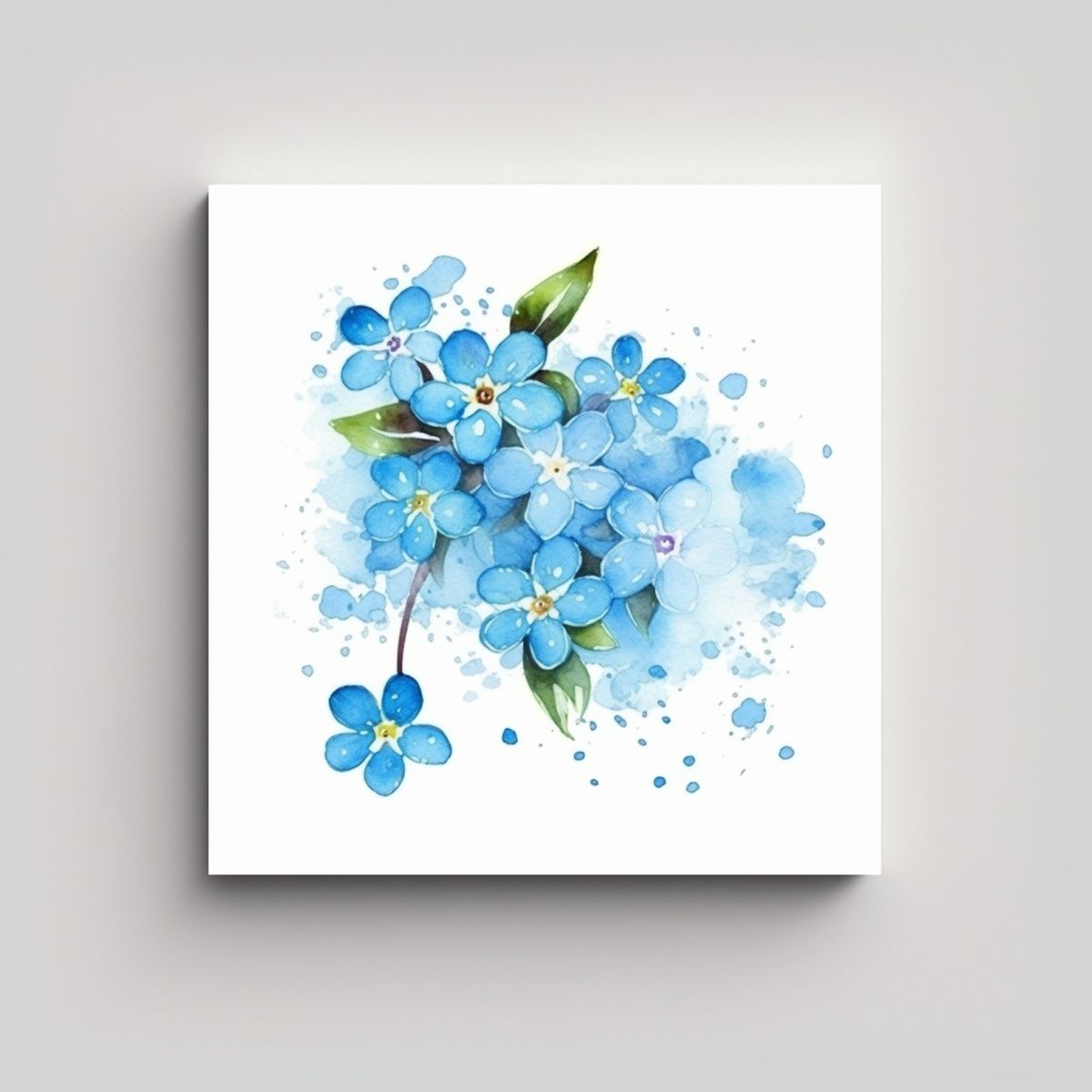 GENERICO - Clipart De Flores Acuarela Forget Me Not En Tela 80x80 Cm