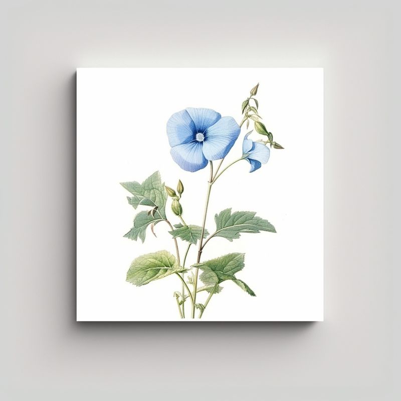 GENERICO - Ilustración Vintage De Flor Azul Daze En Lienzo 70x70 Cm