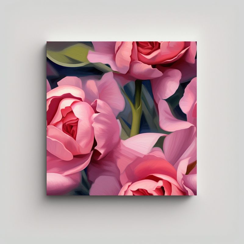 GENERICO - Cuadro Decorativo Rectangular Con Rosas Realistas 50x50 Cm