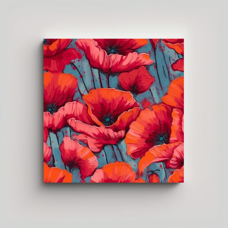 GENERICO - Inspiración Cultural: Cuadro De Amapolas 40x40 Cm