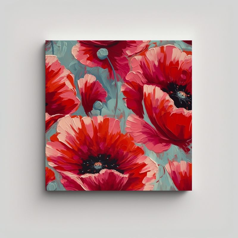 GENERICO - Cuadro Estético De Amapolas En Detalles 30x30 Cm