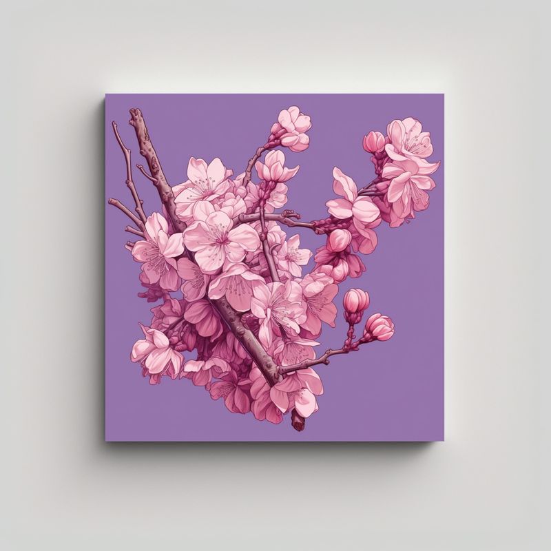 GENERICO - Patrón Intenso Sakura En Bastidor 4K Ultra - 80x80 Cm