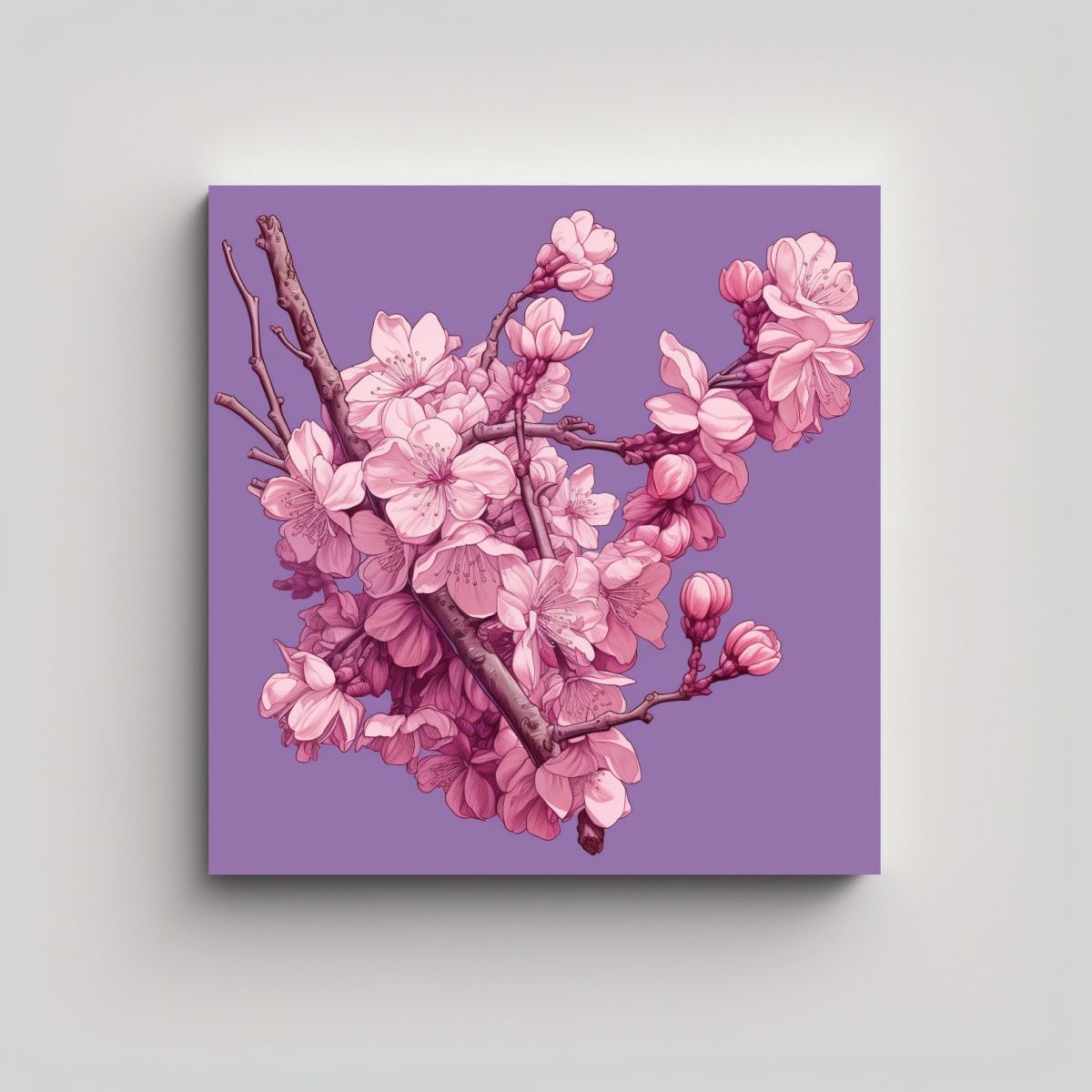 GENERICO - Patrón Intenso Sakura En Bastidor 4K Ultra - 50x50 Cm