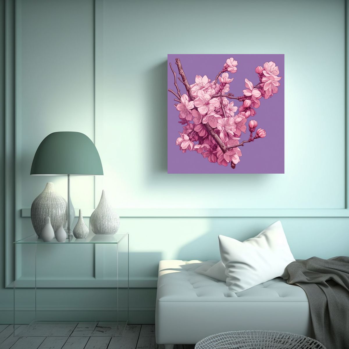 GENERICO - Patrón Intenso Sakura En Bastidor 4K Ultra - 50x50 Cm