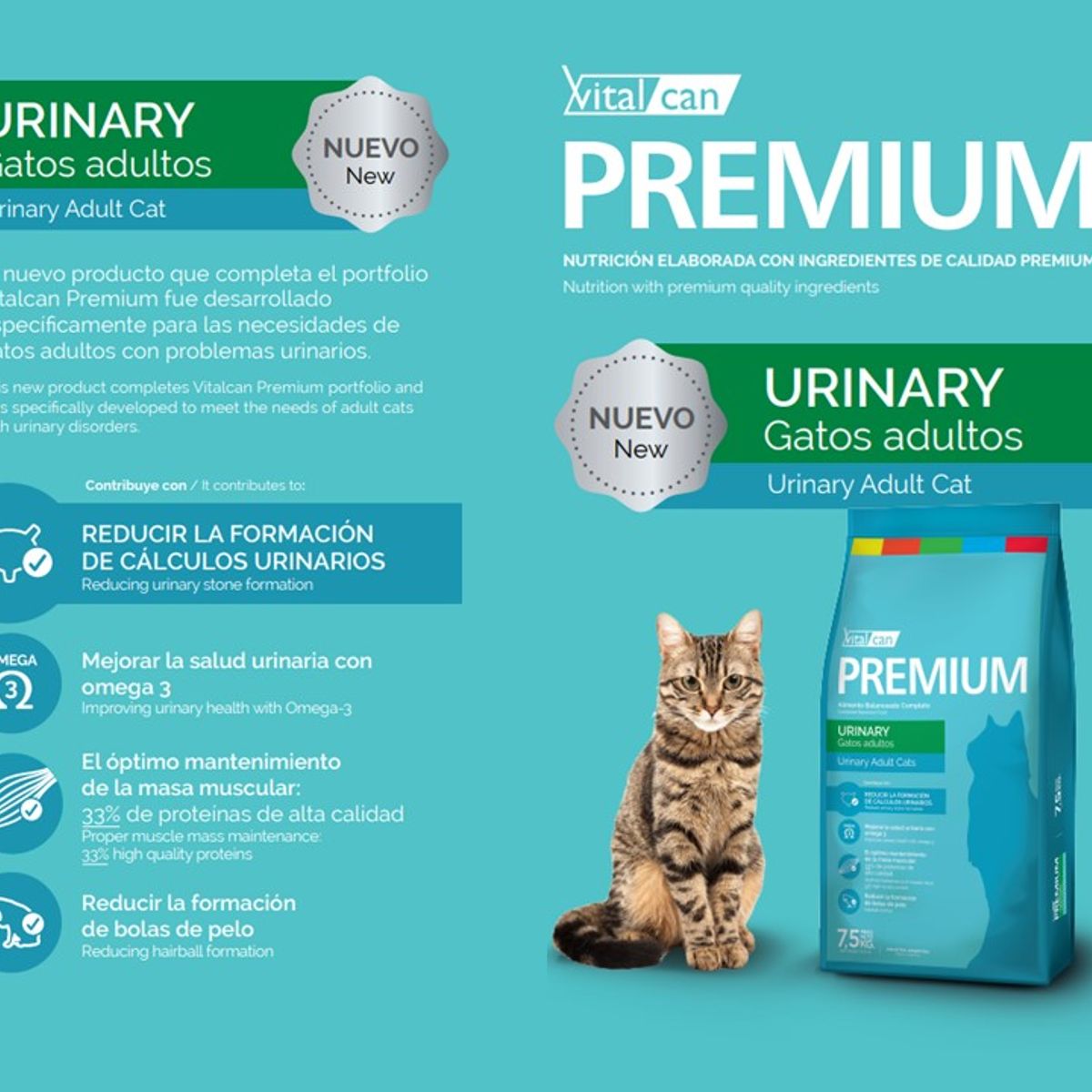 PREMIUM - Alimento Vitalcan Premium Urinary Gato Adulto 7,5 Kgs