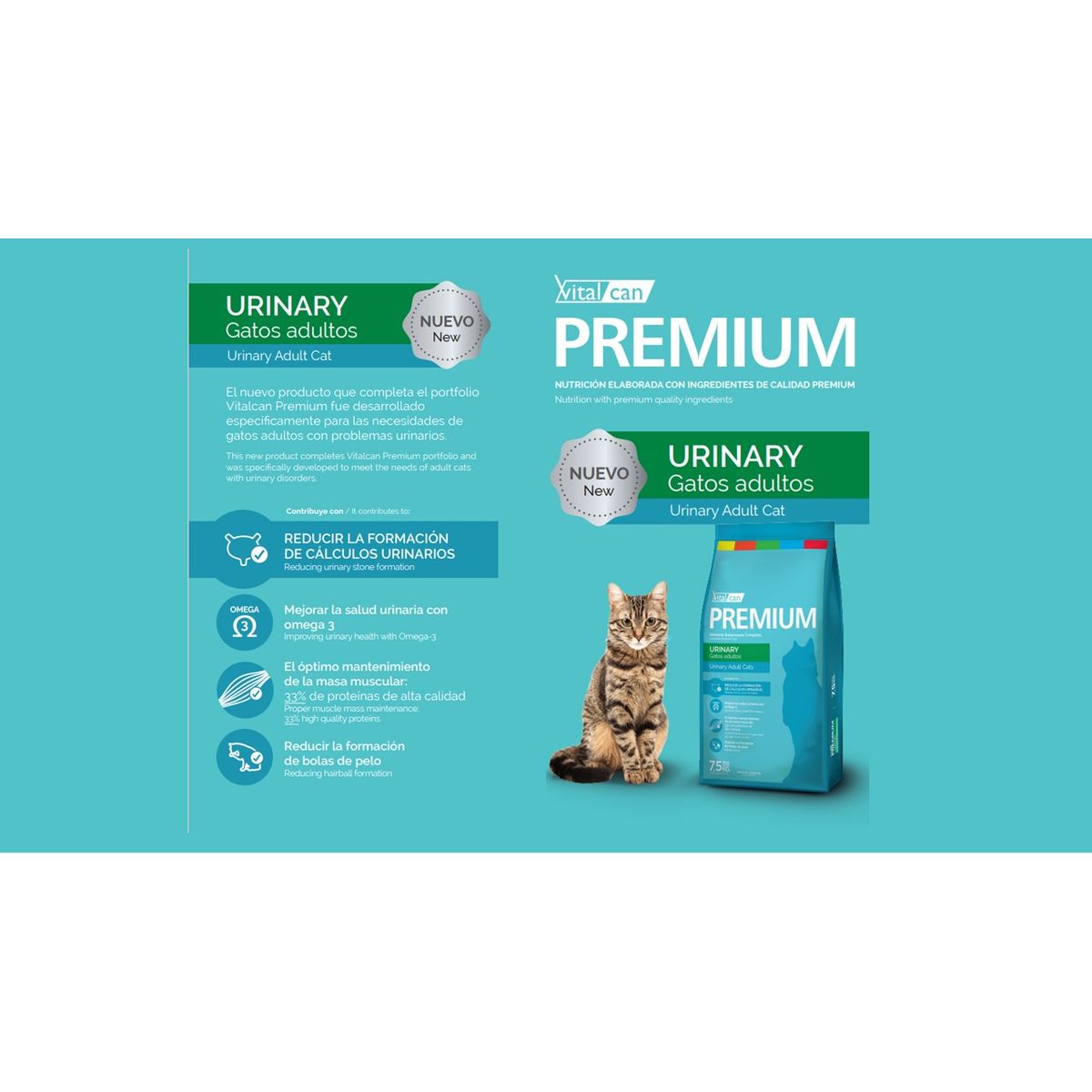 PREMIUM - Alimento Vitalcan Premium Urinary Gato Adulto 7,5 Kgs
