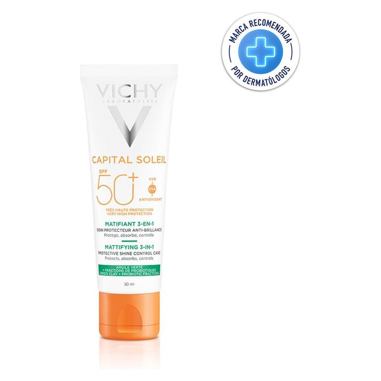Protector Solar Facial Capital Soleil Matificante 3 en 1 FPS 50+ 50 ml