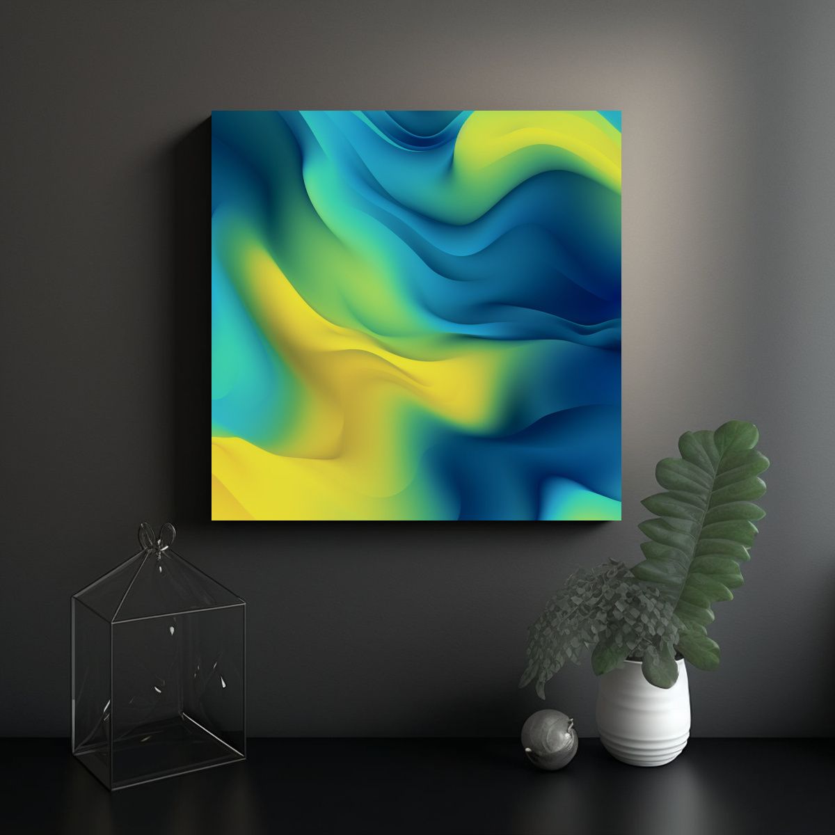 GENERICO - Obra Arte En Bastidor: Composición Multicolor De 70x70 Cm