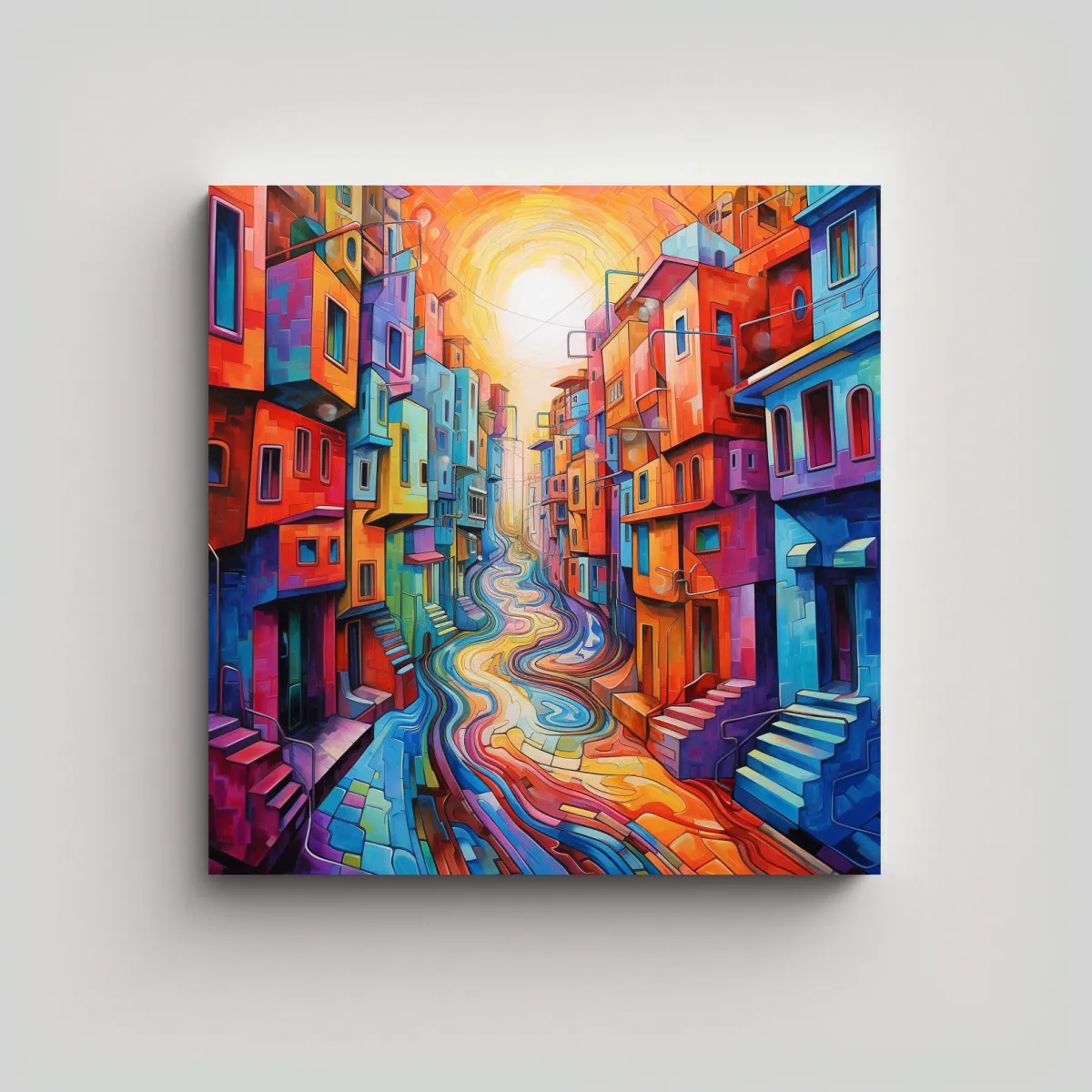 GENERICO - Lienzo De Calle Colorida Abstracta Tema Escenario 50x50 Cm