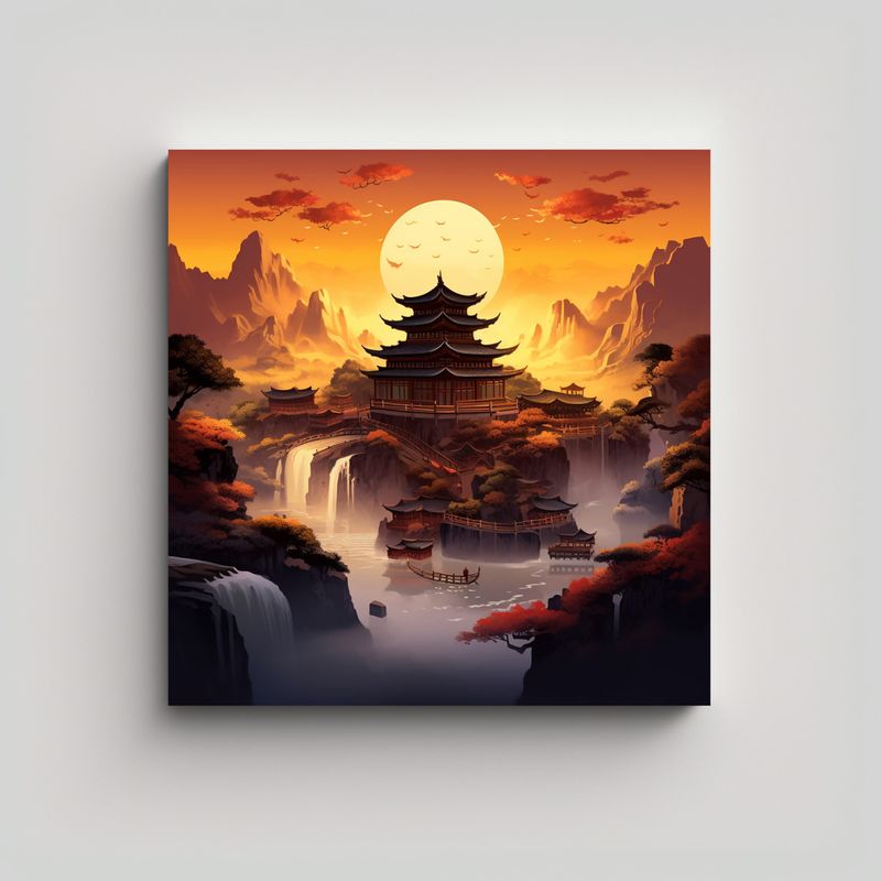 GENERICO - Pintura Movimiento Adorable Cuadro Atardecer 70x70 Cm