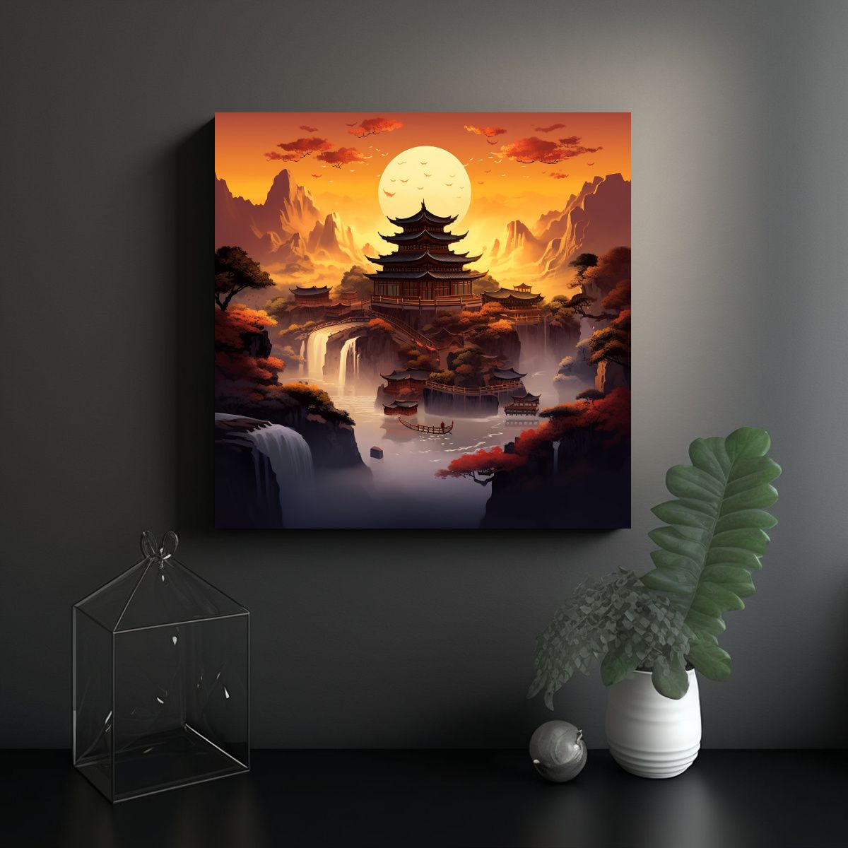 GENERICO - Pintura Movimiento Adorable Cuadro Atardecer 50x50 Cm