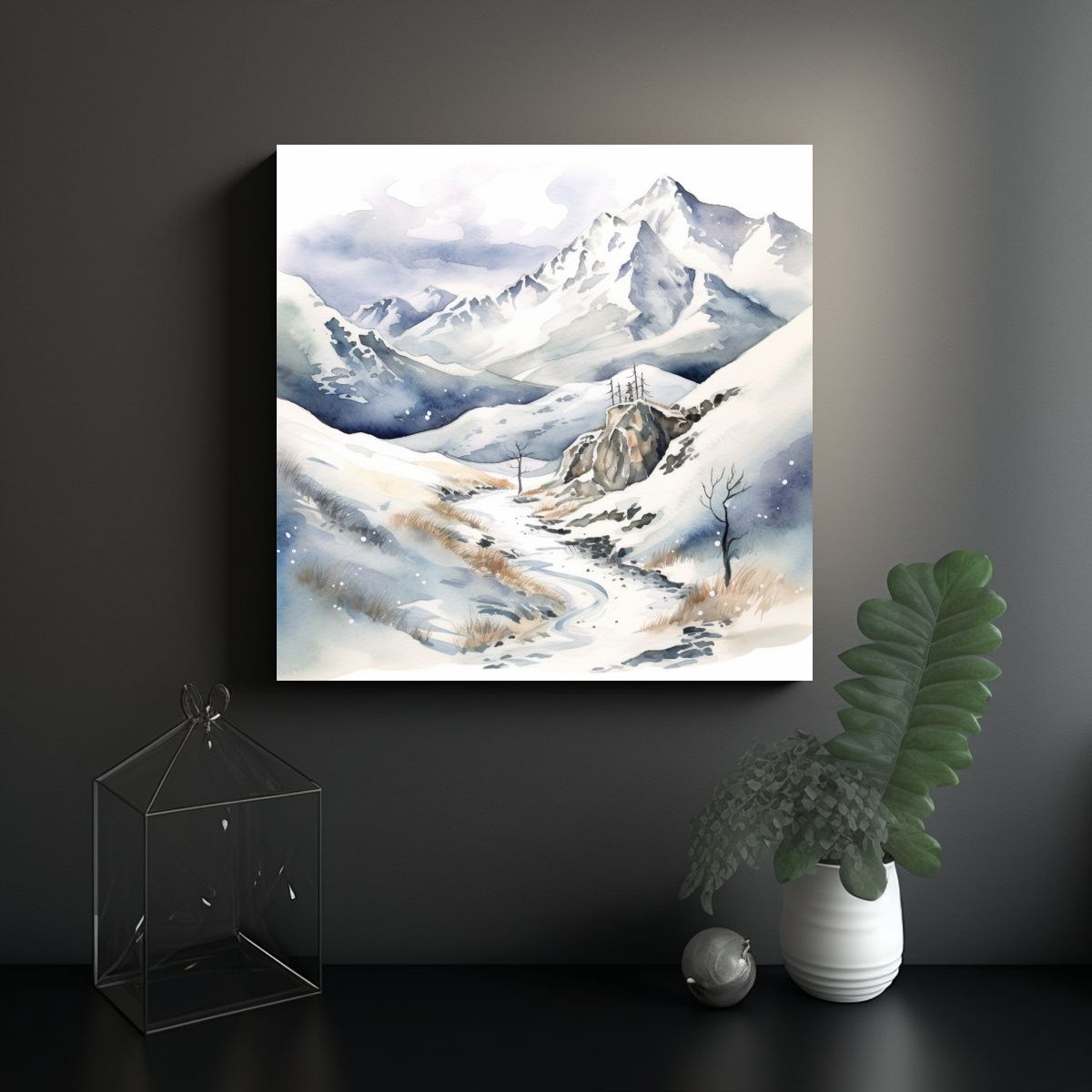 GENERICO - Pinturas Decorativas De Valle Invernal, Montañas 50x50 Cm