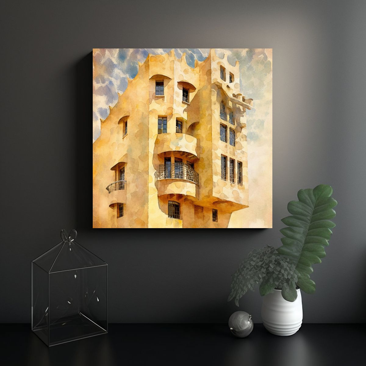 GENERICO - Cuadro Floral Estilo Antonio Gaudí Para 70x70 Cm