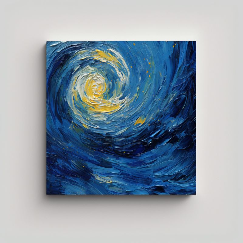GENERICO - Pintura Abstracta Moderna Estilo Van Gogh Azul 60x60 Cm