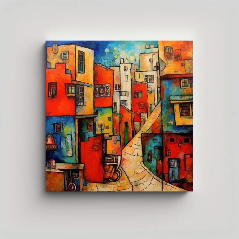 GENERICO - Pintura Canva Tela Combinación Urbana Estilo 90x90 Cm