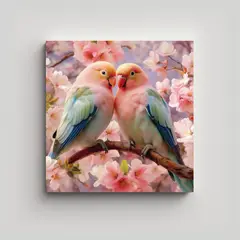 GENERICO - Cuadro De Amor: Pareja De Coloridos Pájaros 60x60 Cm