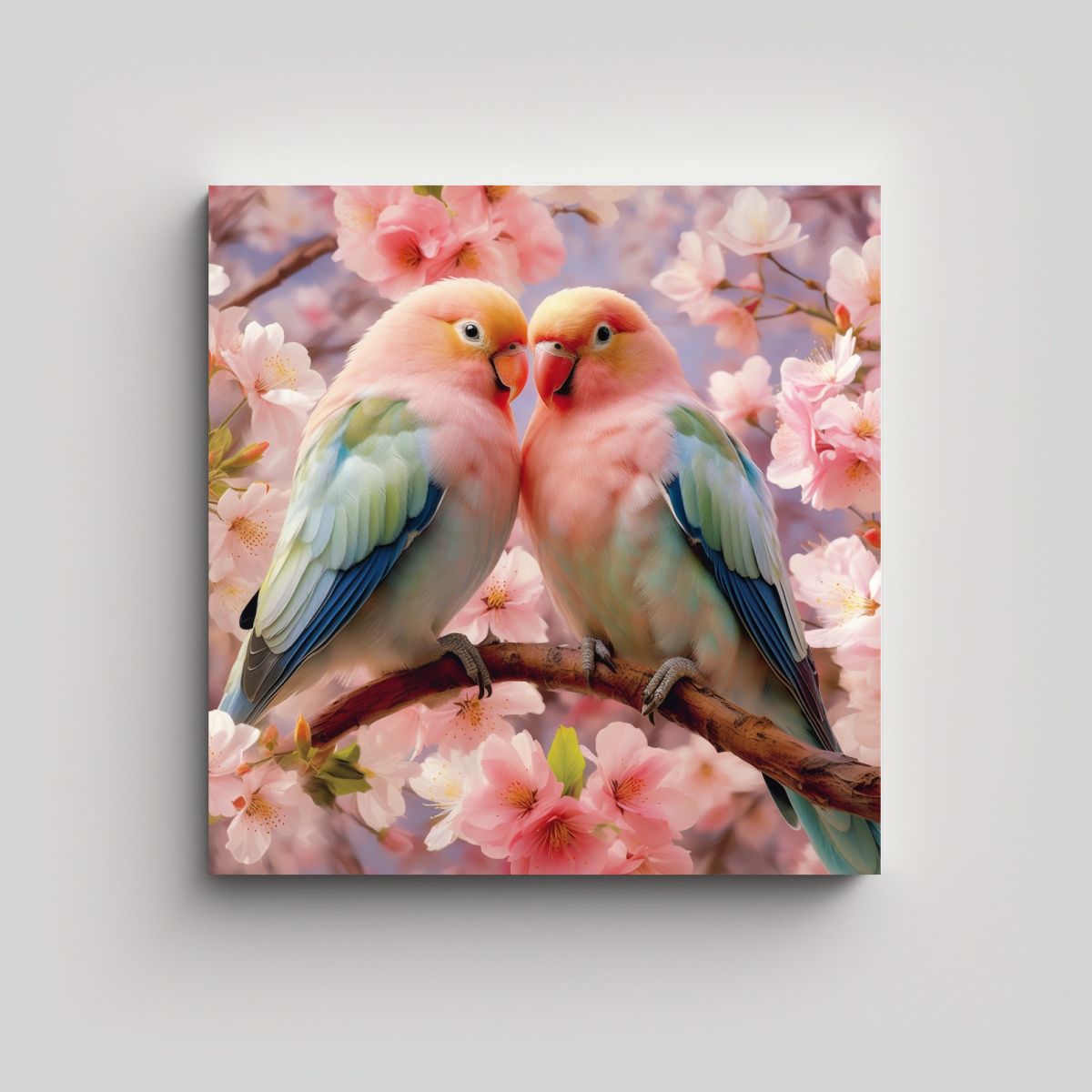 GENERICO - Cuadro De Amor: Pareja De Coloridos Pájaros 80x80 Cm