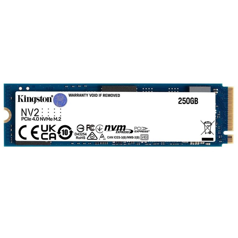KINGSTON - Unidad de Estado Sólido Kingston Nv2 Pcie 40 Nvme Ssd 250GB - Azul