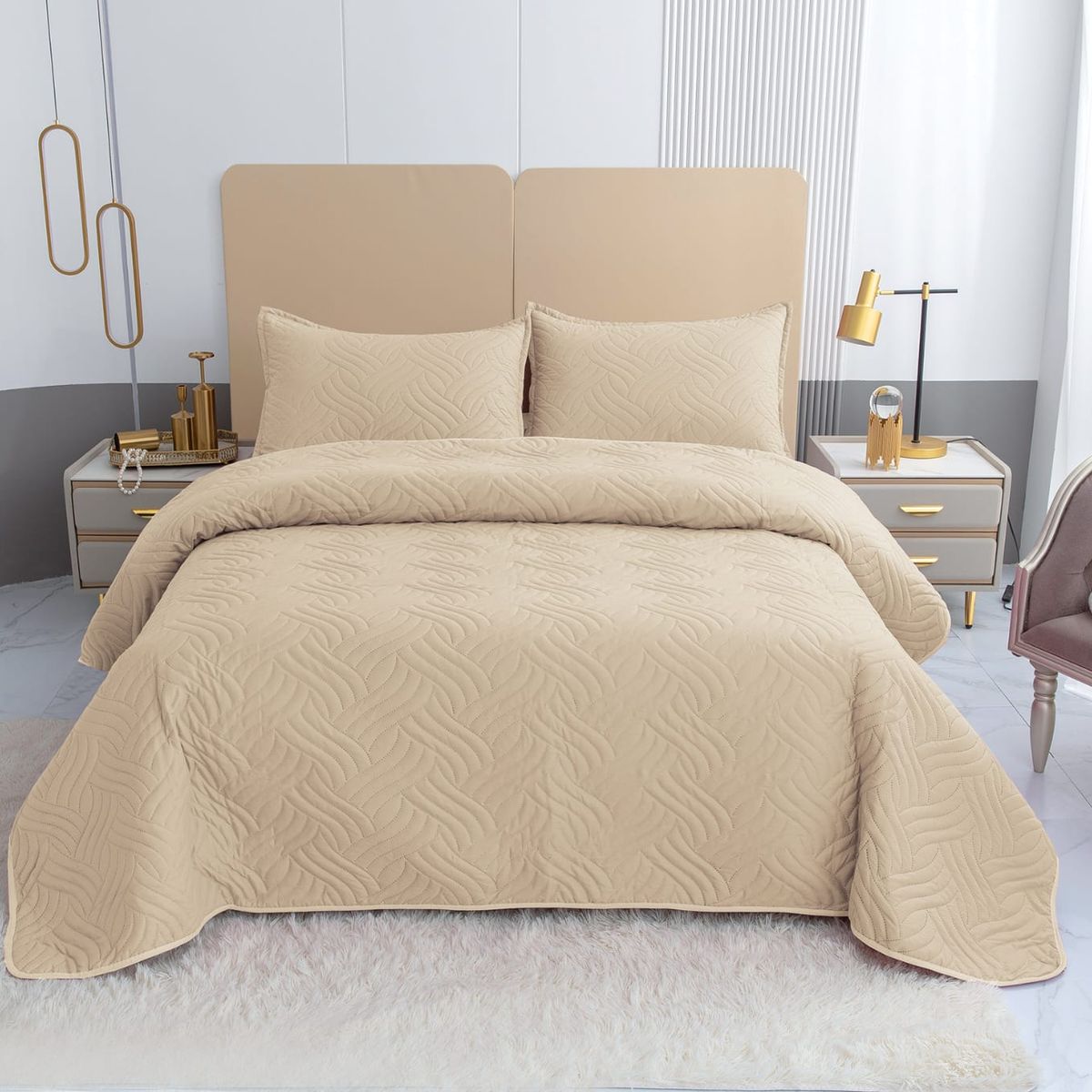 GENERICO - Quilt de Verano 1.5 Plaza. Color Beige