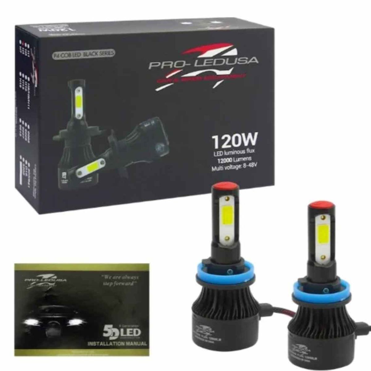 GENERICO - KIT AMPOLLETA LED H-11 PRO-LEDUSA 120W BLACK SERIES 12000LM