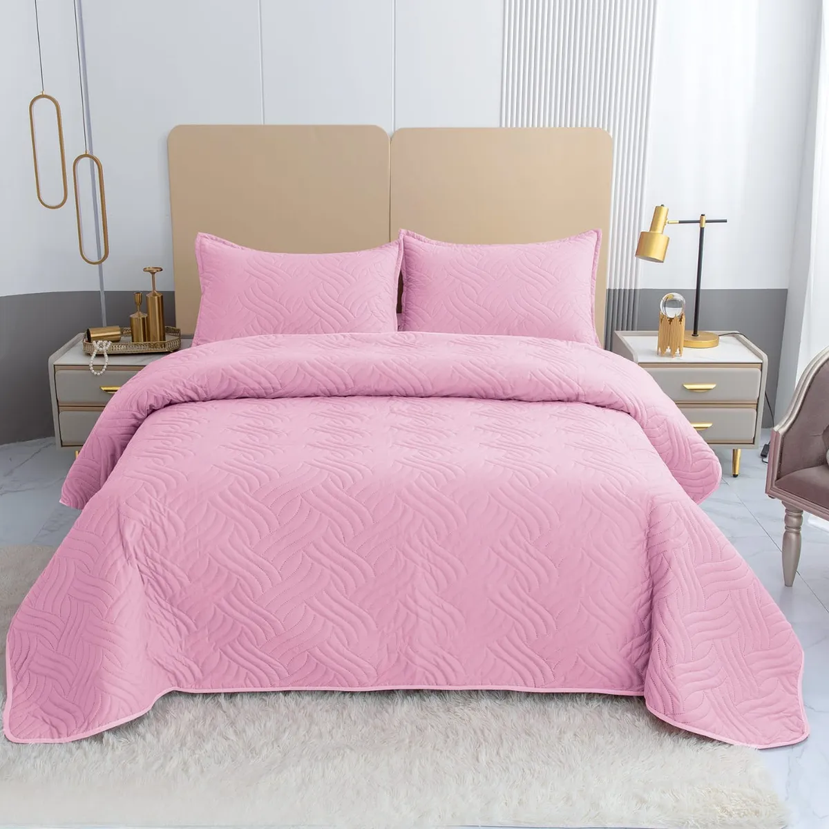 GENERICO - Quilt de Verano 1.5 Plaza. Color Rosado