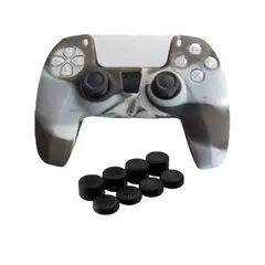 GENERICO - Funda Para Control Ps5 Dualsense + 8 Grips Camuflaje Negro