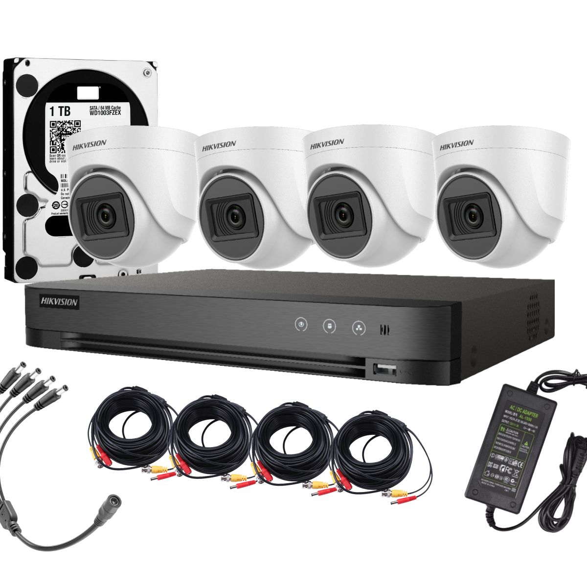 HIKVISION - Kit 4 Cámaras Hikvision 1080p Lite 4 Domo Interior