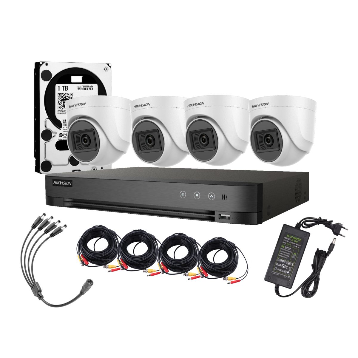 HIKVISION - Kit 4 Cámaras Hikvision 1080p Lite 4 Domo Interior