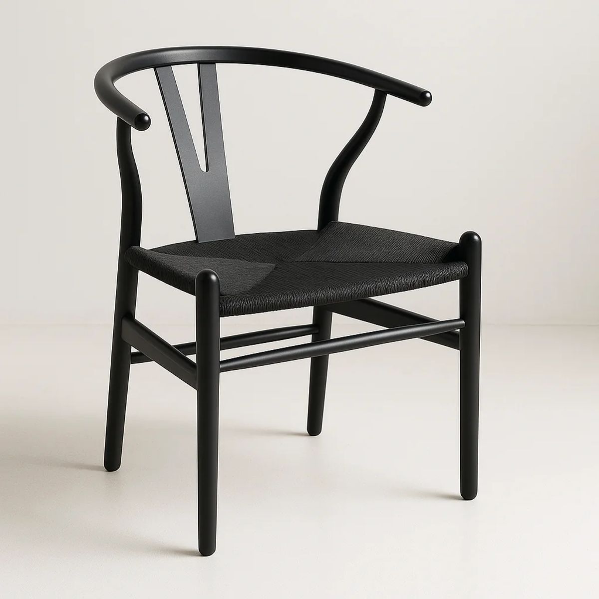 KLIK - Silla Wishbone Madera Negra y Asiento Negro - Negro