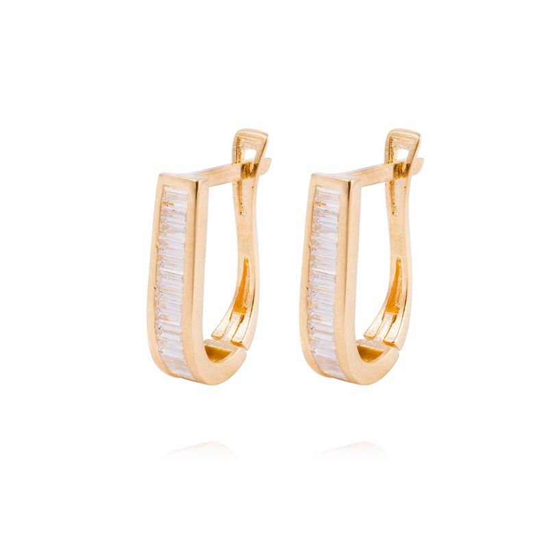 JB JOYAS BARON - Aros de Oro 18kt Argollas Oval Circón