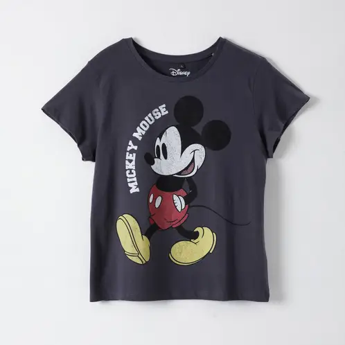 DISNEY - Polera Manga Corta Mujer Mickey Gris