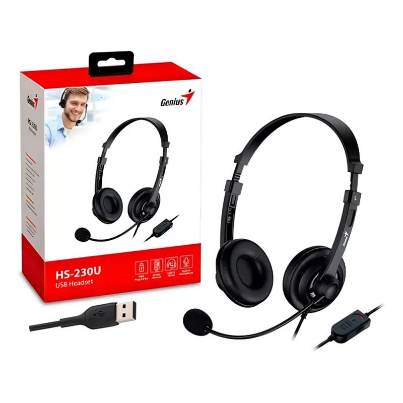 GENIUS - AUDIFONO HS-220U USB CON MICROFONO