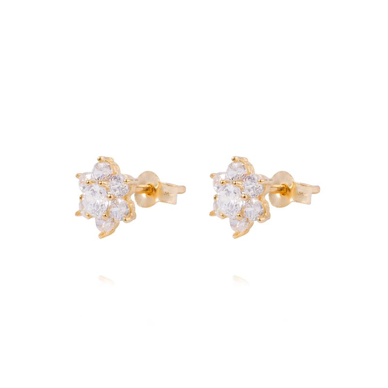 JB JOYAS BARON - Aros de Oro 18kt Roseta Circonita Cubica