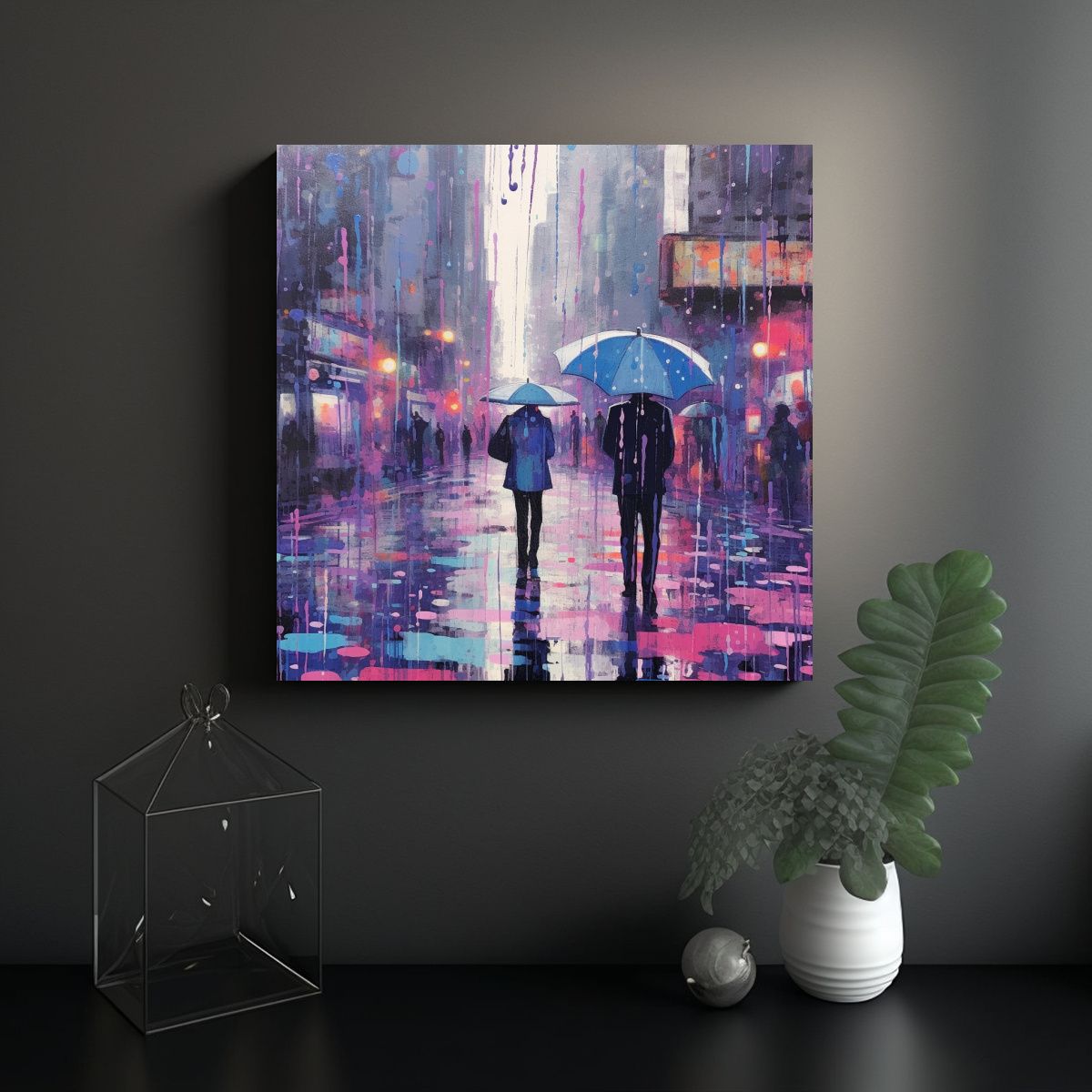 GENERICO - Lienzo Abstracto Para Cuarto Con Tonos Morados, 70x70 Cm