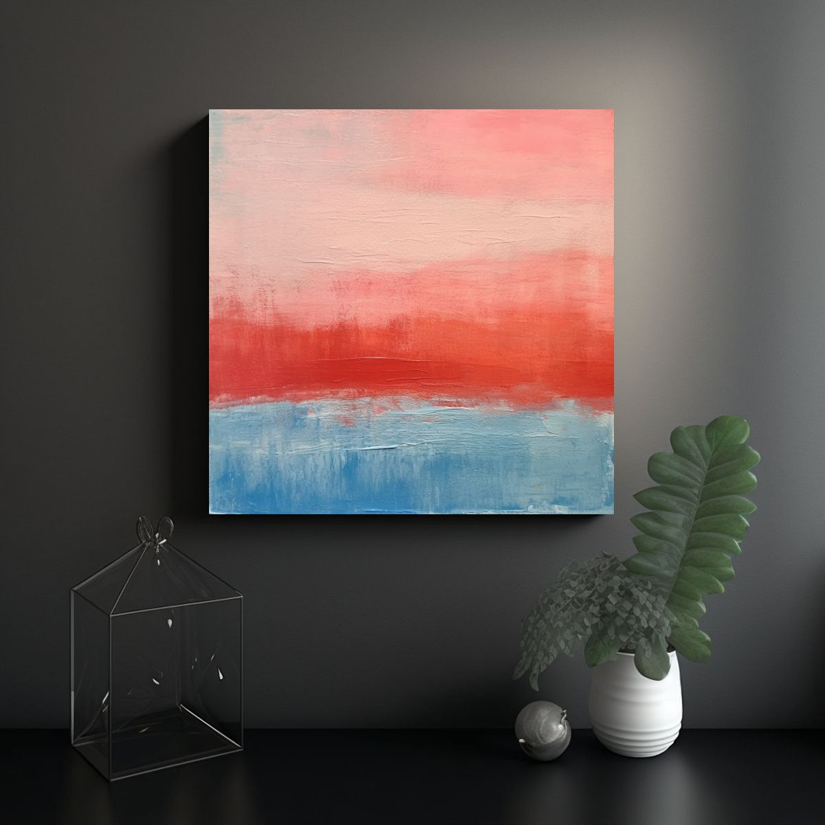 GENERICO - Pintura única Minimalista En Papel Expresivo. 80x80 Cm