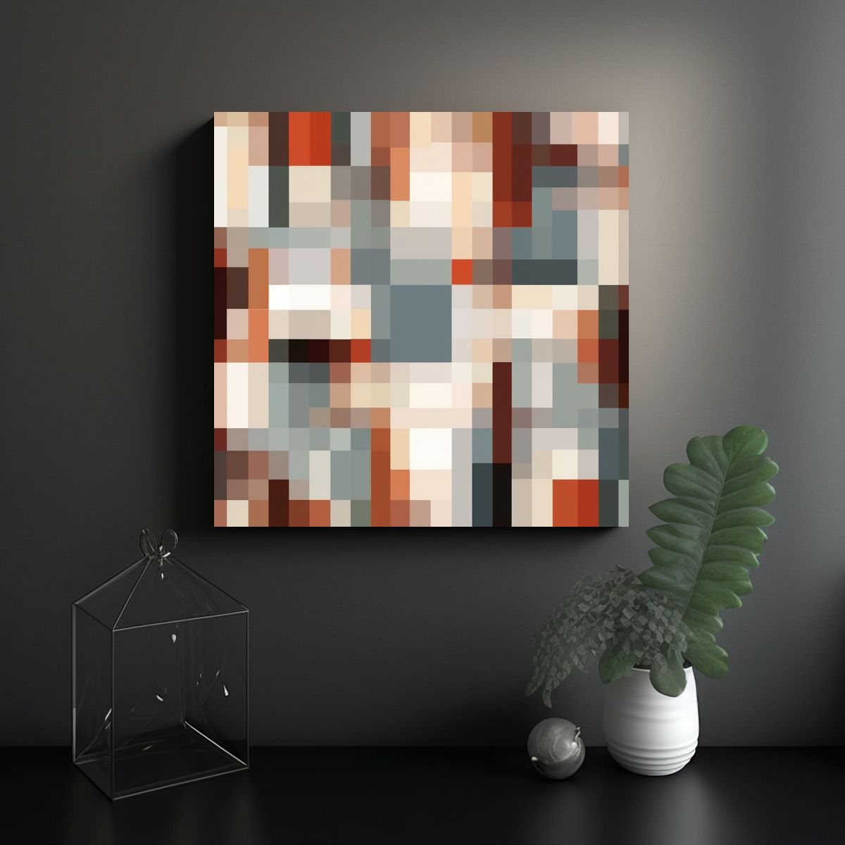 GENERICO - Obra De Arte Digital Pixel, Minimalista Y 90x90 Cm