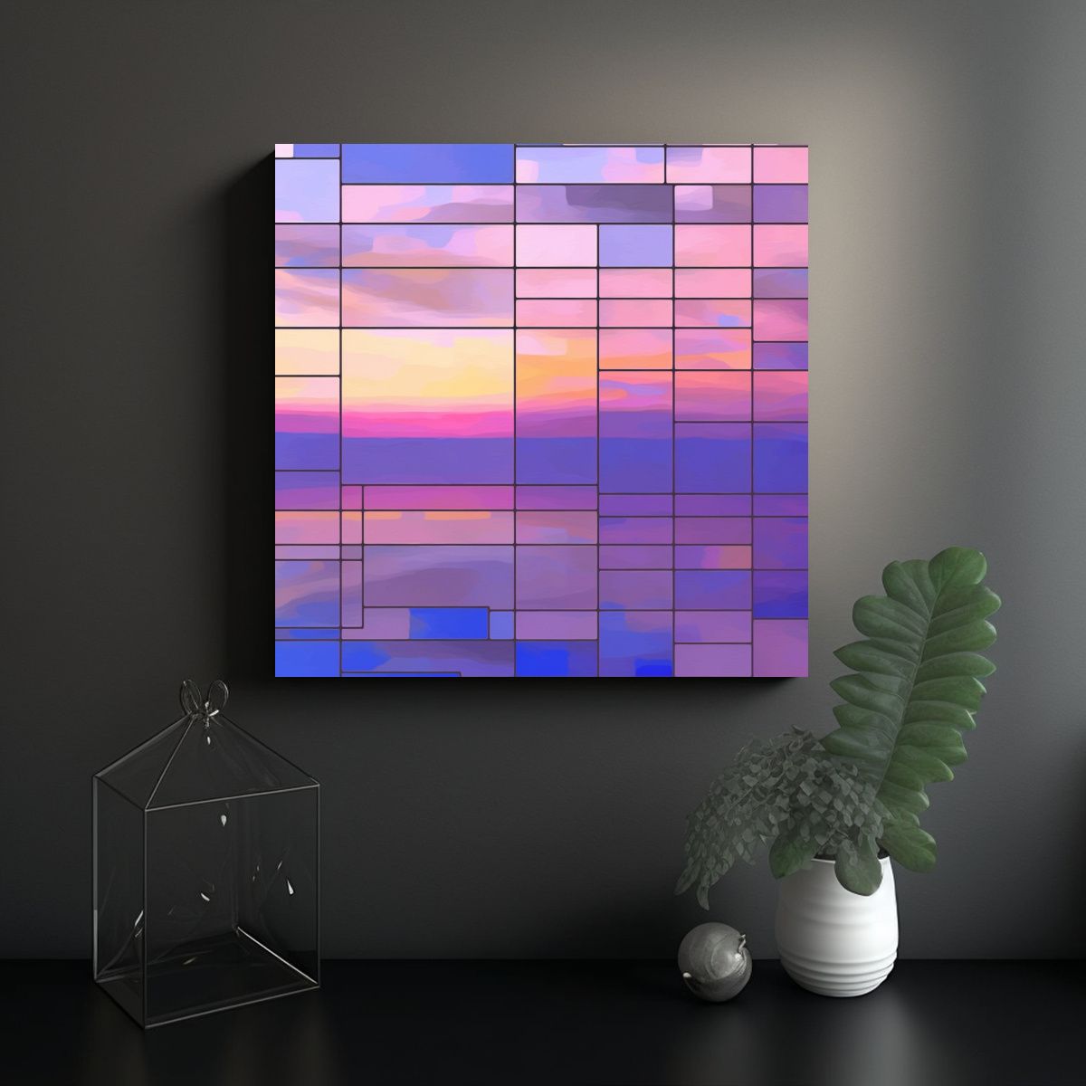 GENERICO - Arte Pixel Minimalista Moderno: Tela En Bastidor 70x70 Cm