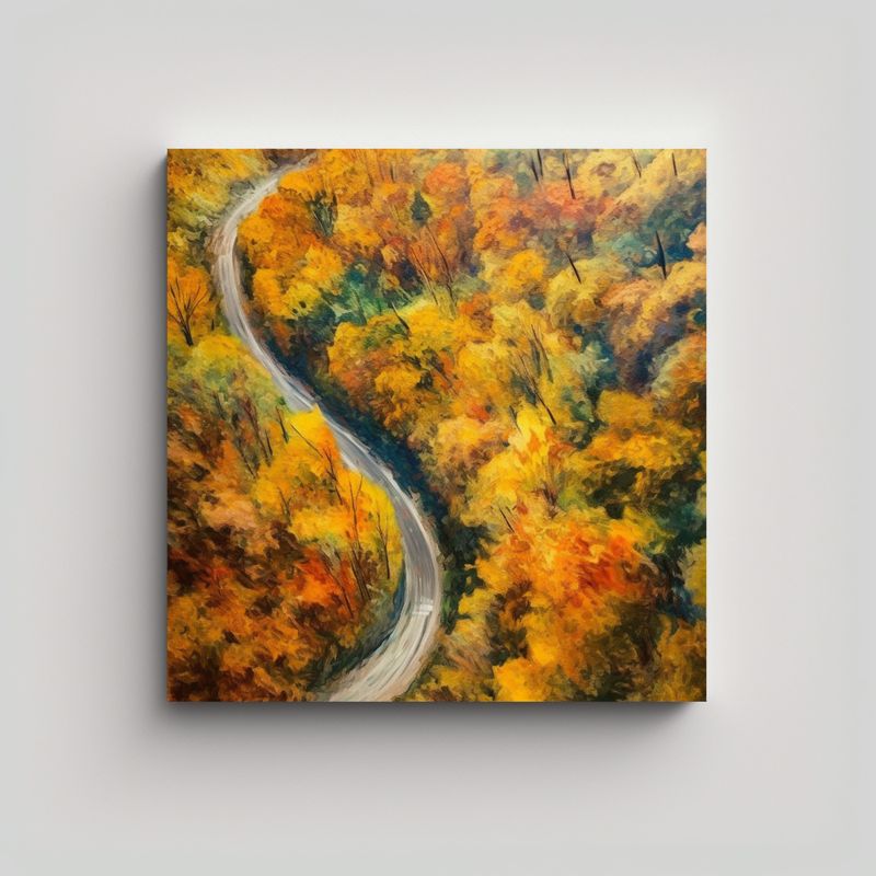 GENERICO - Pinturas Otoñales De Follaje En Carretera En S, 70x70 Cm