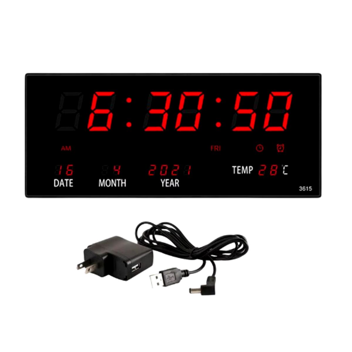 GENERICO - Reloj Rectangular De Pared Digital LED Despertador Fecha Temperatura
