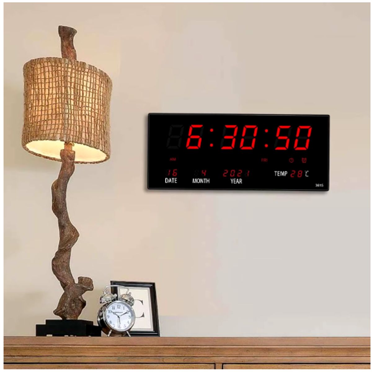GENERICO - Reloj Rectangular De Pared Digital LED Despertador Fecha Temperatura