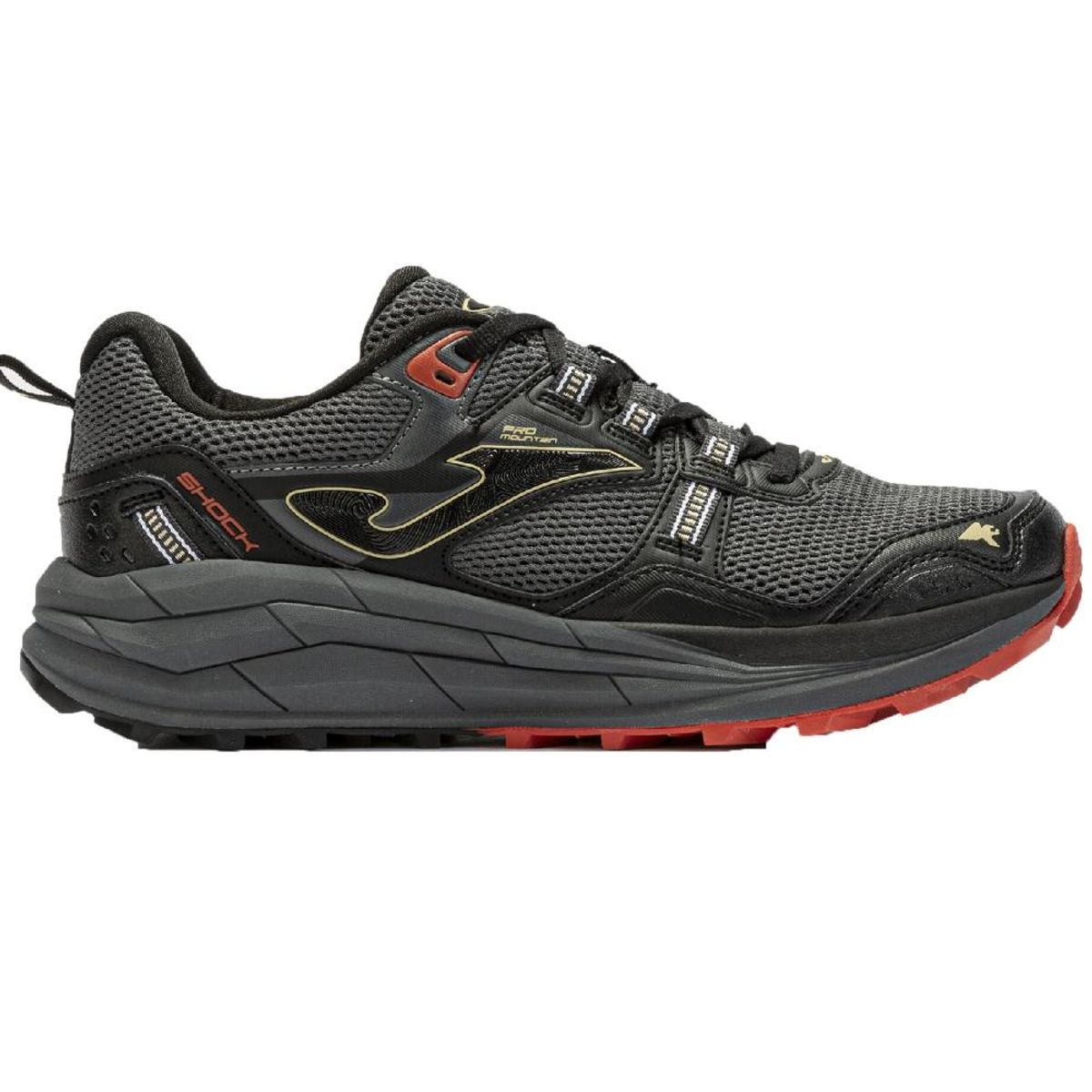 JOMA - Zapatilla Trail Running Hombre Shock 24 Negro Rojo Joma.