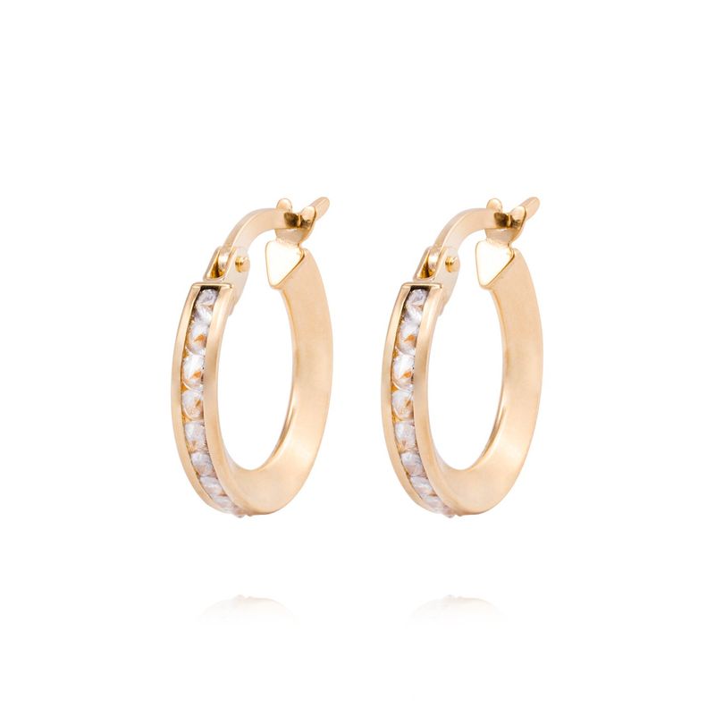 JB JOYAS BARON - Aros de Oro 18kt Argollas Circón 21