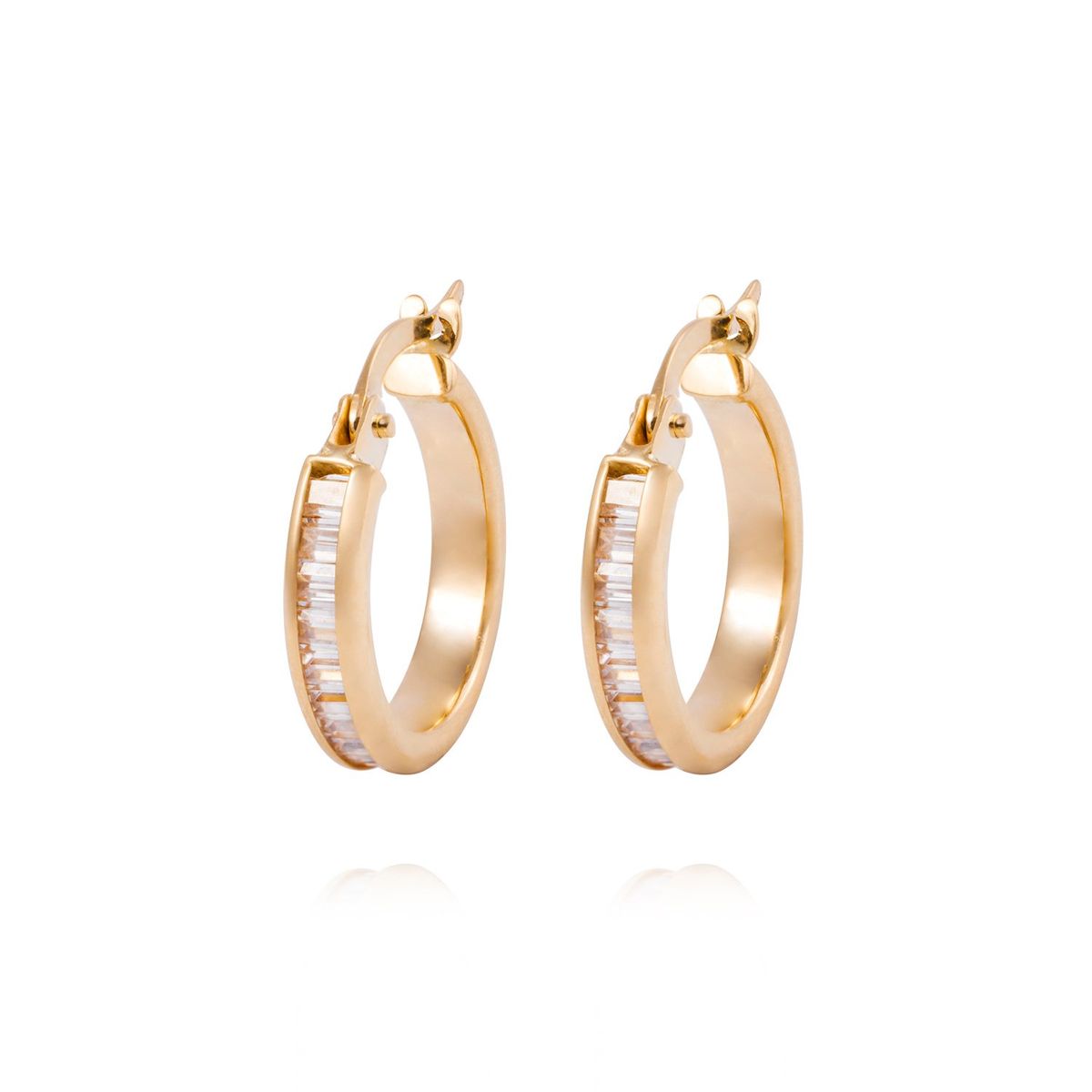 JB JOYAS BARON - Aros de Oro 18kt Argollas Circon Baguette 19