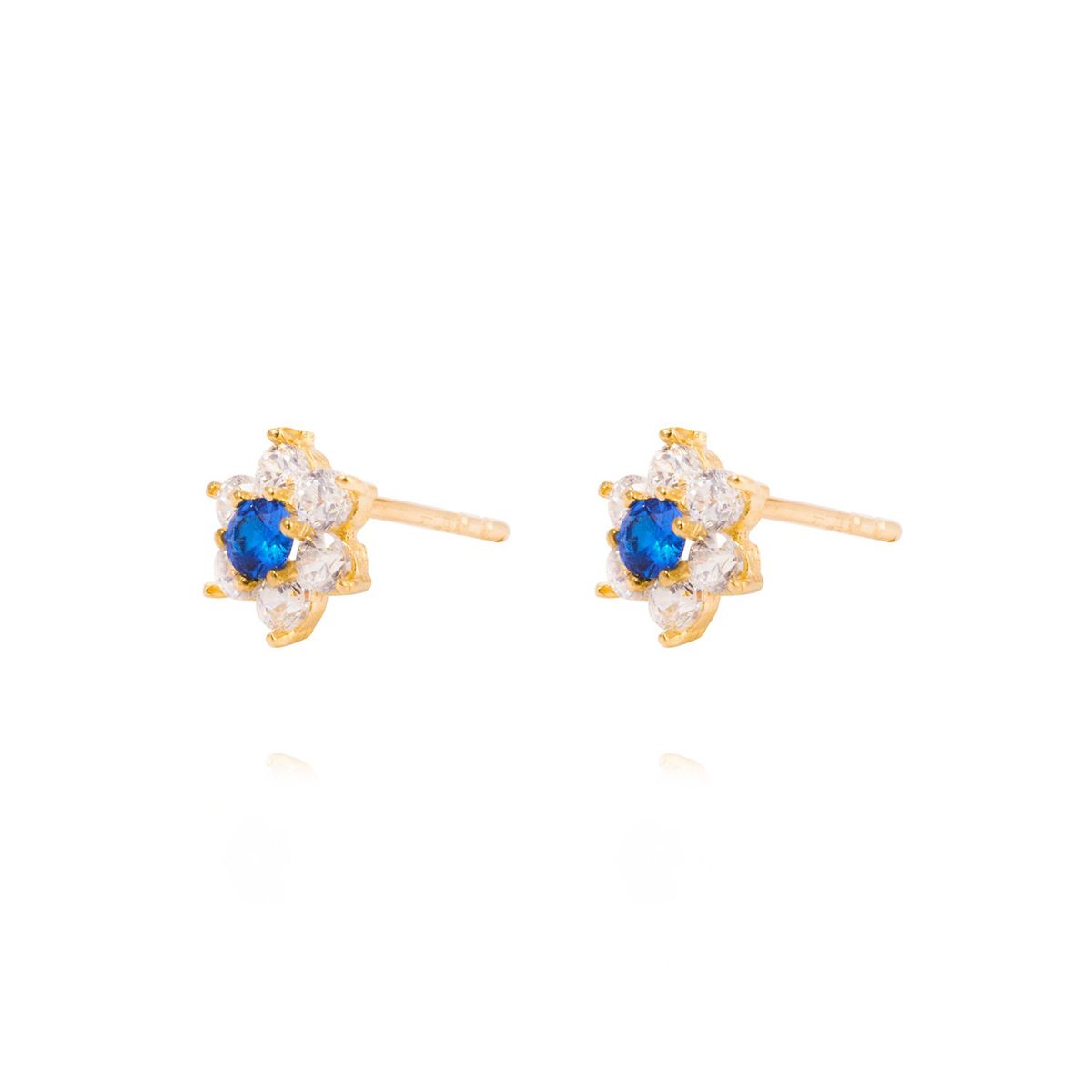 JB JOYAS BARON - Aros de Oro 18kt Roseta Circonita-Zafiro