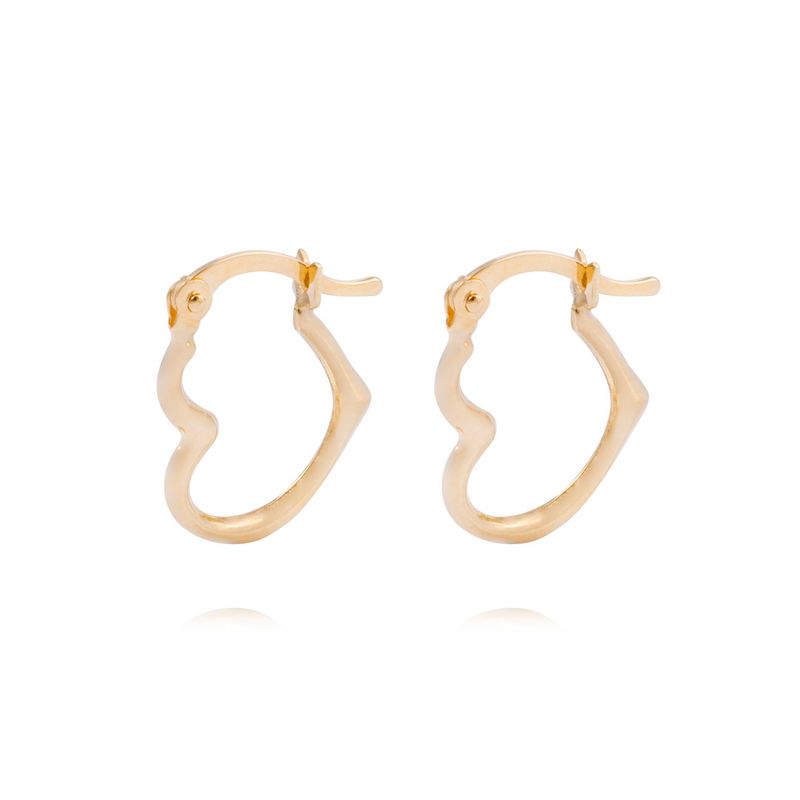 JB JOYAS BARON - Aros Oro Amarillo 18kt Argolla Forma Corazón.-