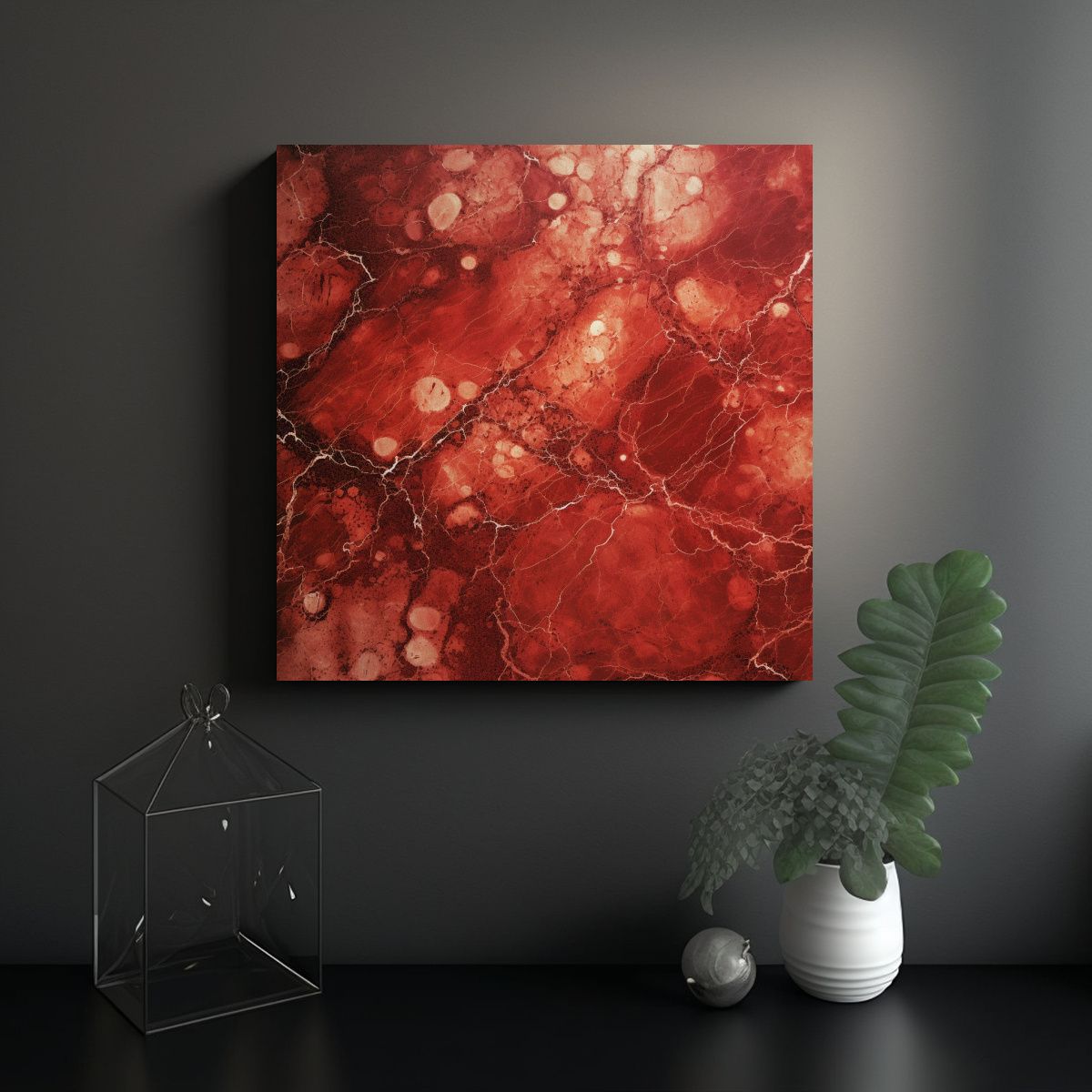 GENERICO - Cuadro Decorativo Textura Mármol Rojo De Alta 60x60 Cm