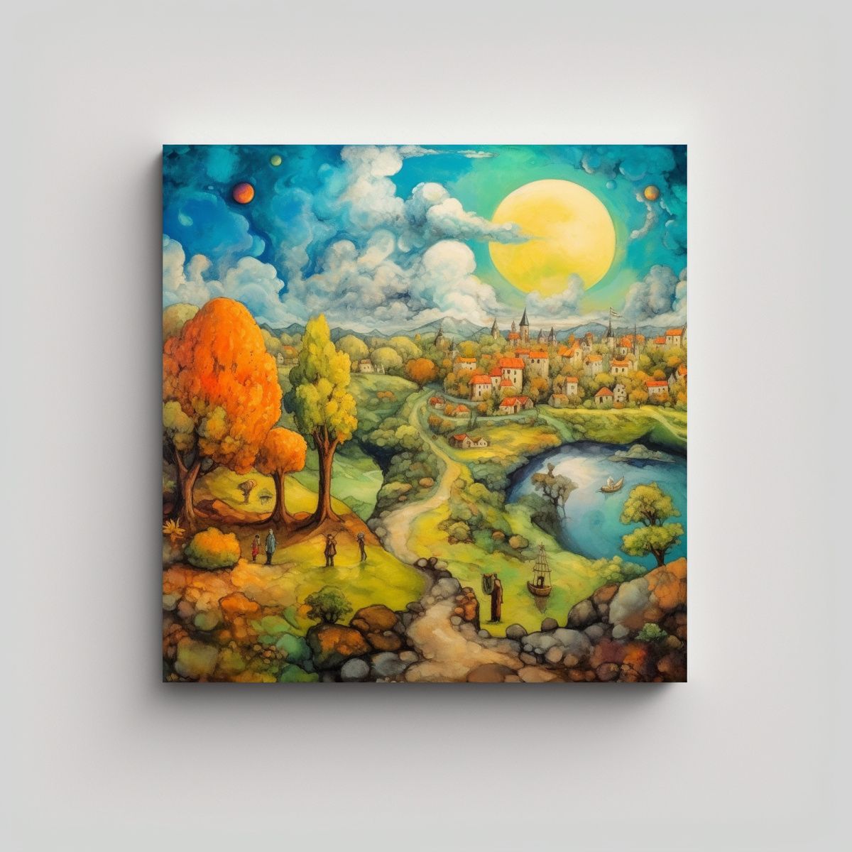 GENERICO - Cuadro Realista De Paisaje Con Efecto Visual Al 80x80 Cm