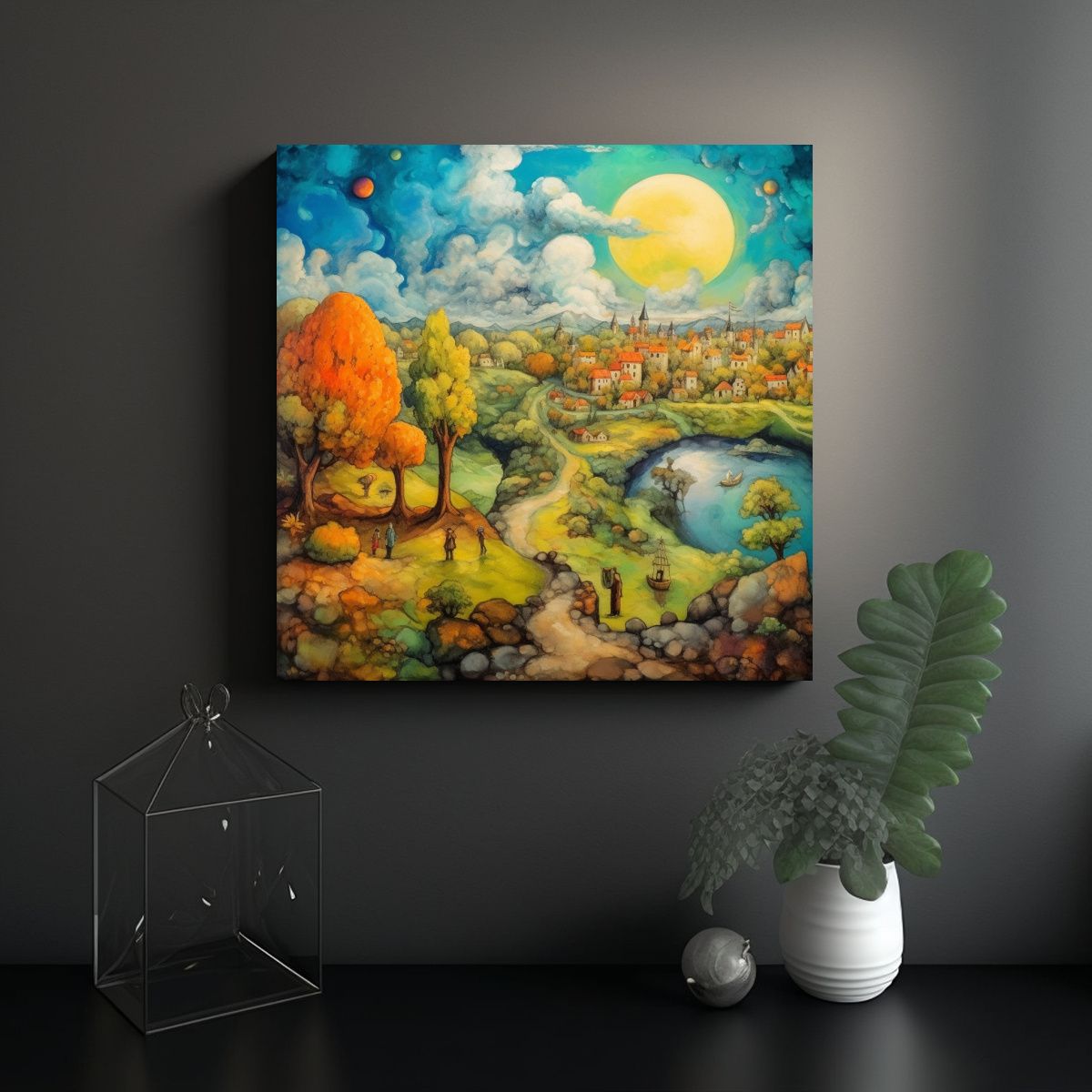 GENERICO - Cuadro Realista De Paisaje Con Efecto Visual Al 80x80 Cm